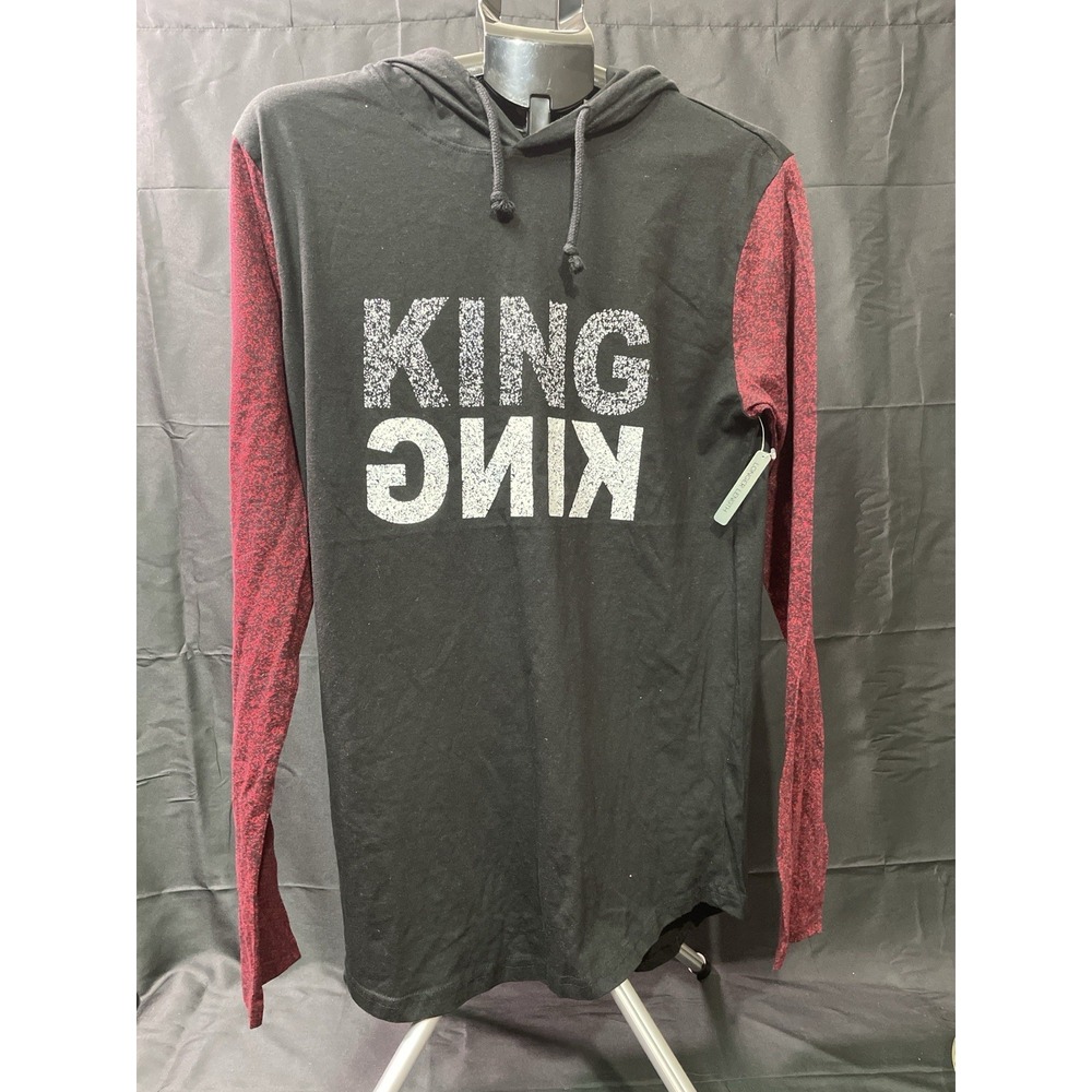 X-SIVE King King Hooded Long Sleeve Shirt Mens Medium Black Red